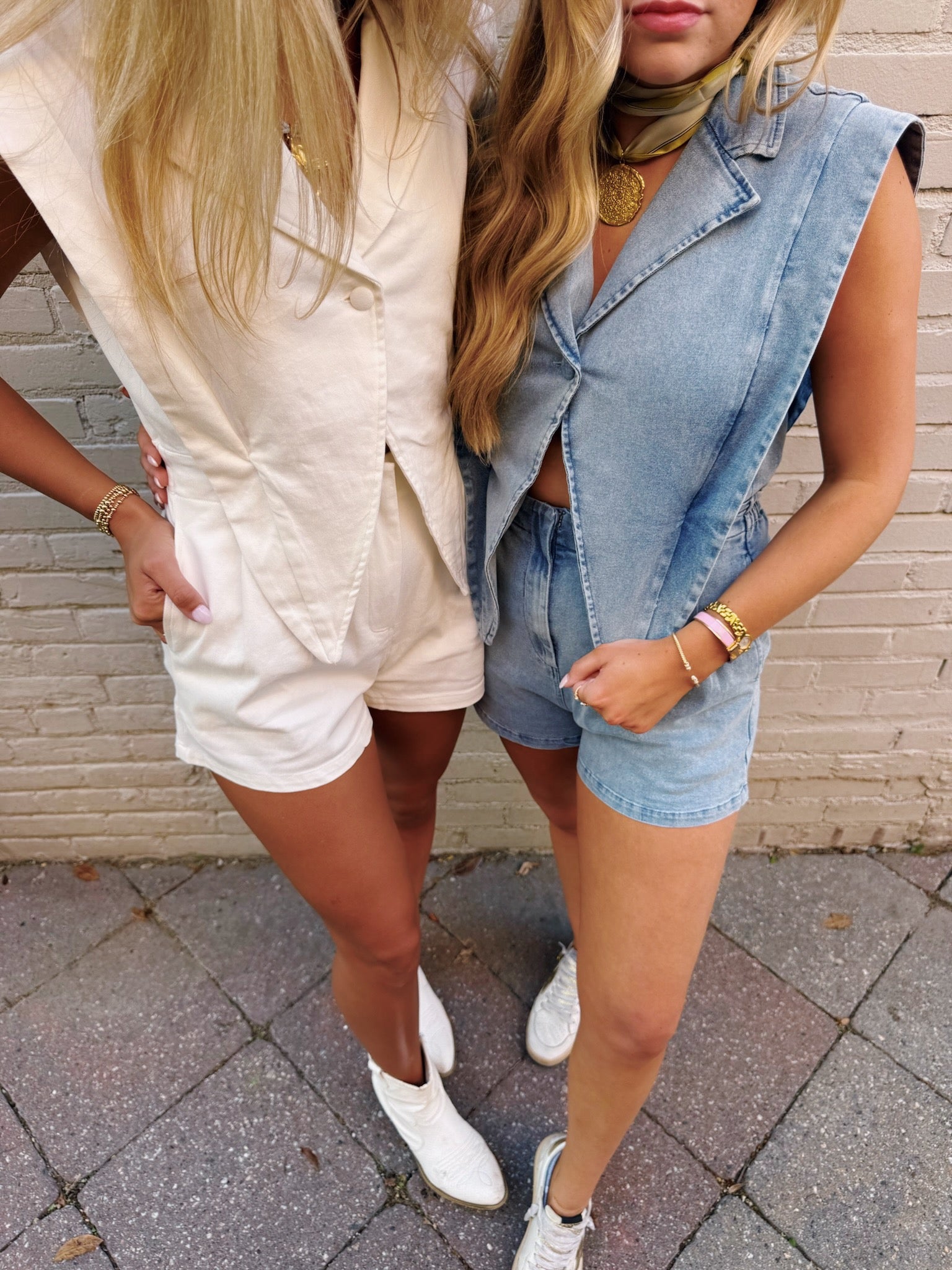 THE SHEA ROMPER - WHITE DENIM